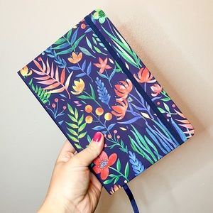 New navy floral hard bound journal